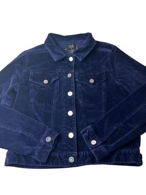 Stone Row X Georgia May Jagger Velvet Trucker Jacket Size Medium Blue/Purple